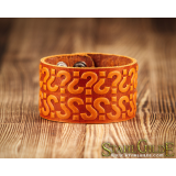 Genuine Leather Bracelet Cuff Wristband Question Mark Knotwork  Carving Leather 